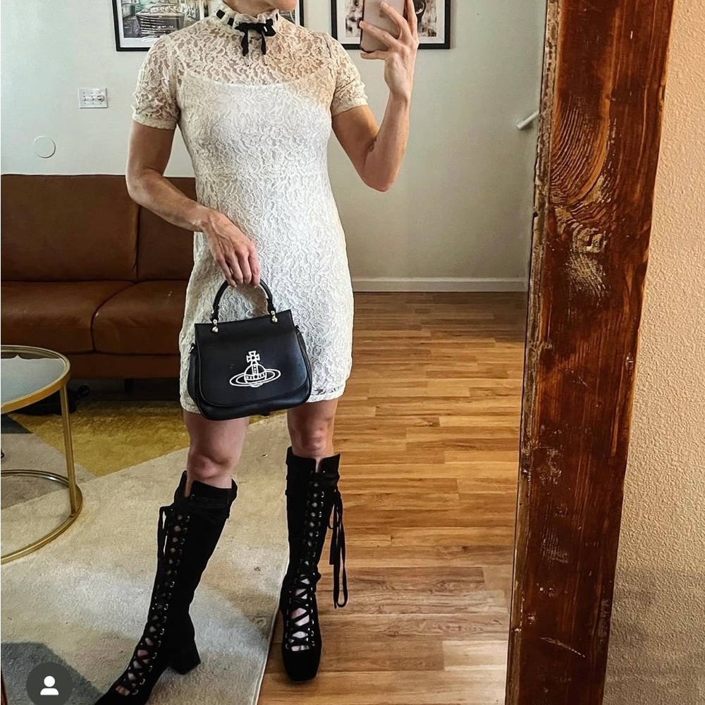Sandro white lace mini dress